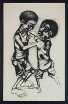 Clive Sithole; Uphiso with relief and incised bull motif