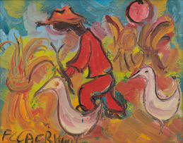 Frans Claerhout; Farmer with Chickens