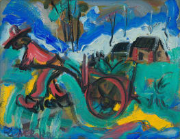 Frans Claerhout; Figure Pulling a Cart