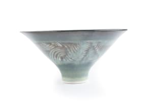 Thelma Marcuson; Small green/blue bowl with iron rim