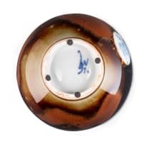 Andrew Walford; Brown, blue and green bowl with stamp motif