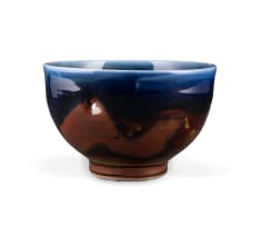 Andrew Walford; Brown, blue and green bowl with stamp motif