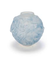 René Lalique; René Lalique 'Formose', opalescent and blue-patinated vase, No. 934, designed 1924