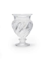 Lalique; Lalique 'Ermenonville' frosted and clear footed crystal vase, designed c.1924, post 1945