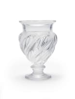 Lalique; Lalique 'Ermenonville' frosted and clear footed crystal vase, designed c.1924, post 1945