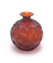 René Lalique; René Lalique; 'Ormeaux' cased and satin-finished amber glass vase, No. 984, designed 1926