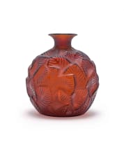 René Lalique; René Lalique; 'Ormeaux' cased and satin-finished amber glass vase, No. 984, designed 1926
