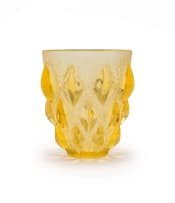 René Lalique; René Lalique 'Rampillon' frosted golden amber glass vase, No. 991, designed 1927
