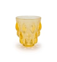 René Lalique; René Lalique 'Rampillon' frosted golden amber glass vase, No. 991, designed 1927