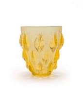 René Lalique; René Lalique 'Rampillon' frosted golden amber glass vase, No. 991, designed 1927