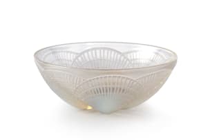 René Lalique; René Lalique 'Coquilles' opalescent, frosted and clear glass coupe, No.3201, designed 1924