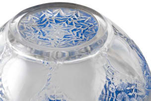 René Lalique; René Lalique 'Vases No. 4' frosted and clear blue-patinated coupe, No. 3219, designed 1921
