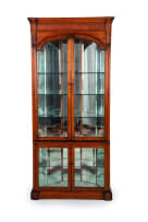 Pulaski Furniture Corporation; Two-part illuminated display cabinet, modern