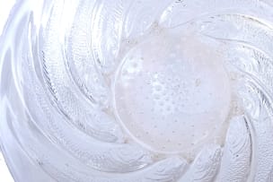 René Lalique; René Lalique 'Poissons' opalescent and clear glass coupe, No. 3262, designed 1931