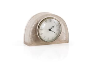 René Lalique; René Lalique 'Moineaux' opalescent and sepia-stained timepiece for ATO, designed 1924
