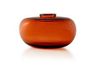 David Reade; Orange bulbous glass vase