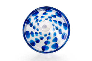 Lalique; Lalique crystal bowl with blue cabochons, post 1945
