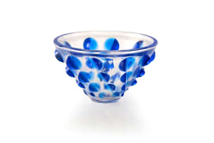 Lalique; Lalique crystal bowl with blue cabochons, post 1945