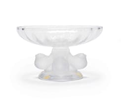 Lalique; Lalique 'Nogent' clear and frosted crystal footed compote, No. 11051, post 1945
