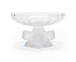 Lalique; Lalique 'Nogent' clear and frosted crystal footed compote, No. 11051, post 1945