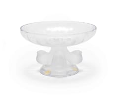 Lalique; Lalique 'Nogent' clear and frosted crystal footed compote, No. 11051, post 1945
