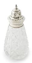 A George V silver and cut-glass sugar shaker, Barker Brothers, Birmingham, 1931