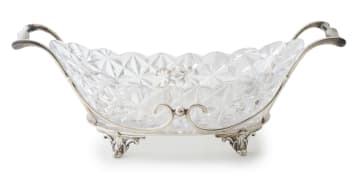 A cut-glass bowl and silver-plate stand, 20th century