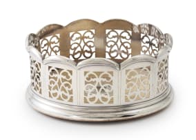 A silver-plated wine coaster, 20th century