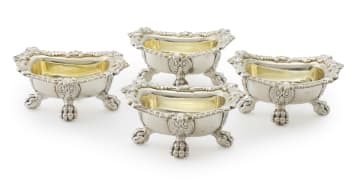 A set of four George III silver salts, S C Younge & Co, Sheffield, 1814