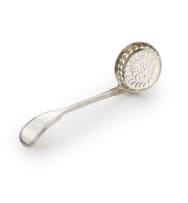 A Victorian silver 'Fiddle and Thread' pattern sugar sifter, Chawner & Co, London, 1855