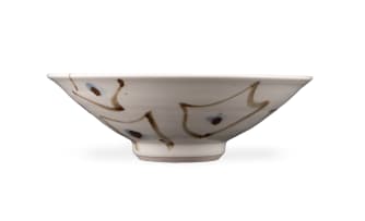 Andrew Walford; White bowl with blue dancing figure