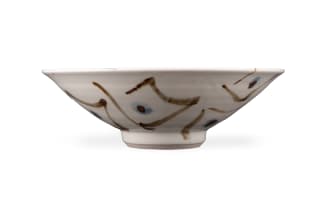 Andrew Walford; White bowl with blue dancing figure