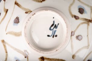 Andrew Walford; White bowl with blue dancing figure