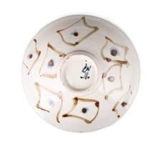 Andrew Walford; White bowl with blue dancing figure