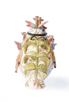 Ardmore Ceramic Studio; Winged giraffes, birds, leaves and flowers vessel