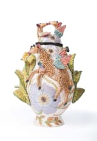 Ardmore Ceramic Studio; Winged giraffes, birds, leaves and flowers vessel