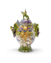 Ardmore Ceramic Studio; Lidded vessel with winged figures and flowers