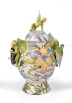 Ardmore Ceramic Studio; Lidded vessel with winged figures and flowers