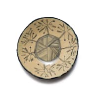 Ruan Hoffmann; Bowl with linear botanical motif in beige and blue