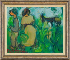 Frans Claerhout; Harvesters and Donkey Cart