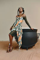 Rich Mnisi exclusive for Foschini; Botanical Half-Pleat Dress