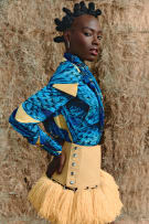 Rich Mnisi exclusive for Foschini; Feather Snake Blouse and Xibelani Denim Mini