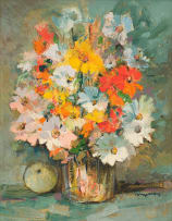 Jan Dingemans; Orange and Yellow Flowers in a Vase