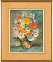 Jan Dingemans; Orange and Yellow Flowers in a Vase