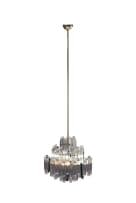 Murano; Glass and brass chandelier in the manner of Venini, Italy