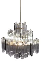 Murano; Glass and brass chandelier in the manner of Venini, Italy