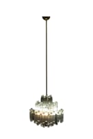 Murano; Glass and brass chandelier in the manner of Venini, Italy