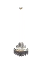 Murano; Glass and brass chandelier in the manner of Venini, Italy