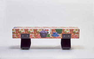 'A Space for Us' bench made with stainless steel, automotive primer, acrylic paint and automotive 2k top coat paint finish