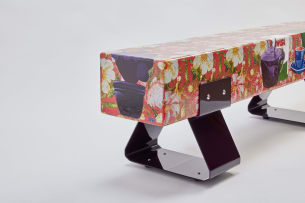 'A Space for Us' bench made with stainless steel, automotive primer, acrylic paint and automotive 2k top coat paint finish